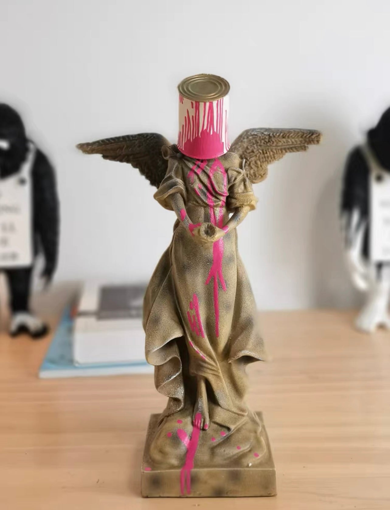 Banksy sculpture Pour The Paint Iron Bucket Angel Resin Figure 2.8KG